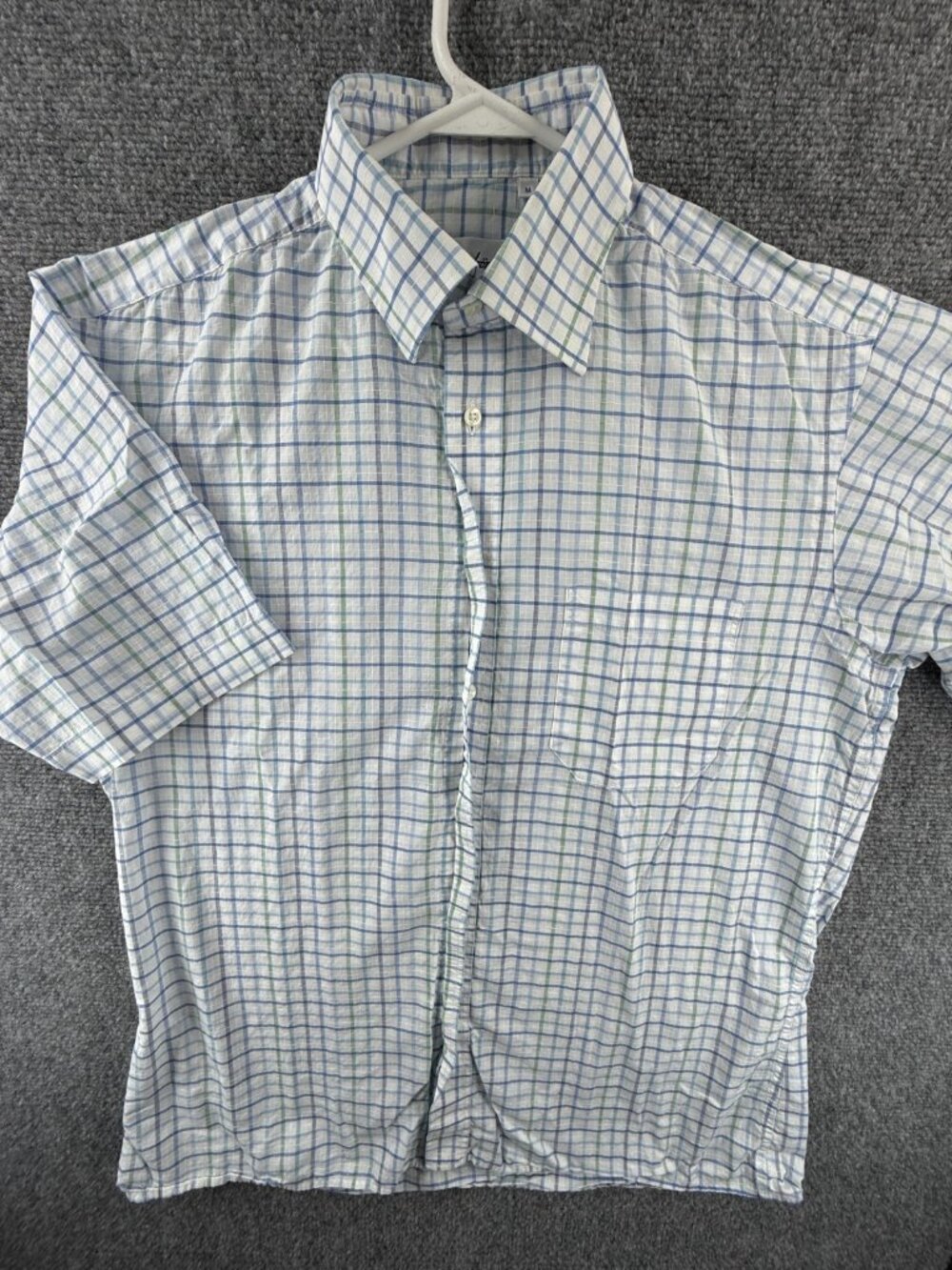 Stenstroms Short Sleeve Cotton Medium Check Shirt Mens Button Up Pocket Spread